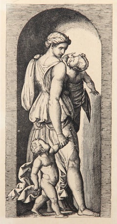 La charite, Heliogravure by Marcantonio Raimondi