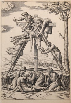 La descente de croix, Heliogravure by Marcantonio Raimondi