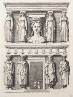 La Facade aux Cariatide, Eliografia di Marcantonio Raimondi