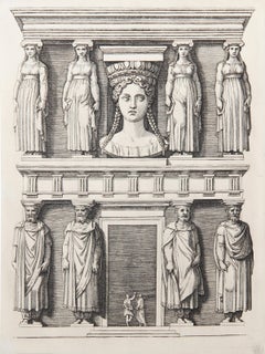 Antique La Facade aux Cariatide, Heliogravure by Marcantonio Raimondi