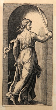 Antique La Justice, Heliogravure by Marcantonio Raimondi