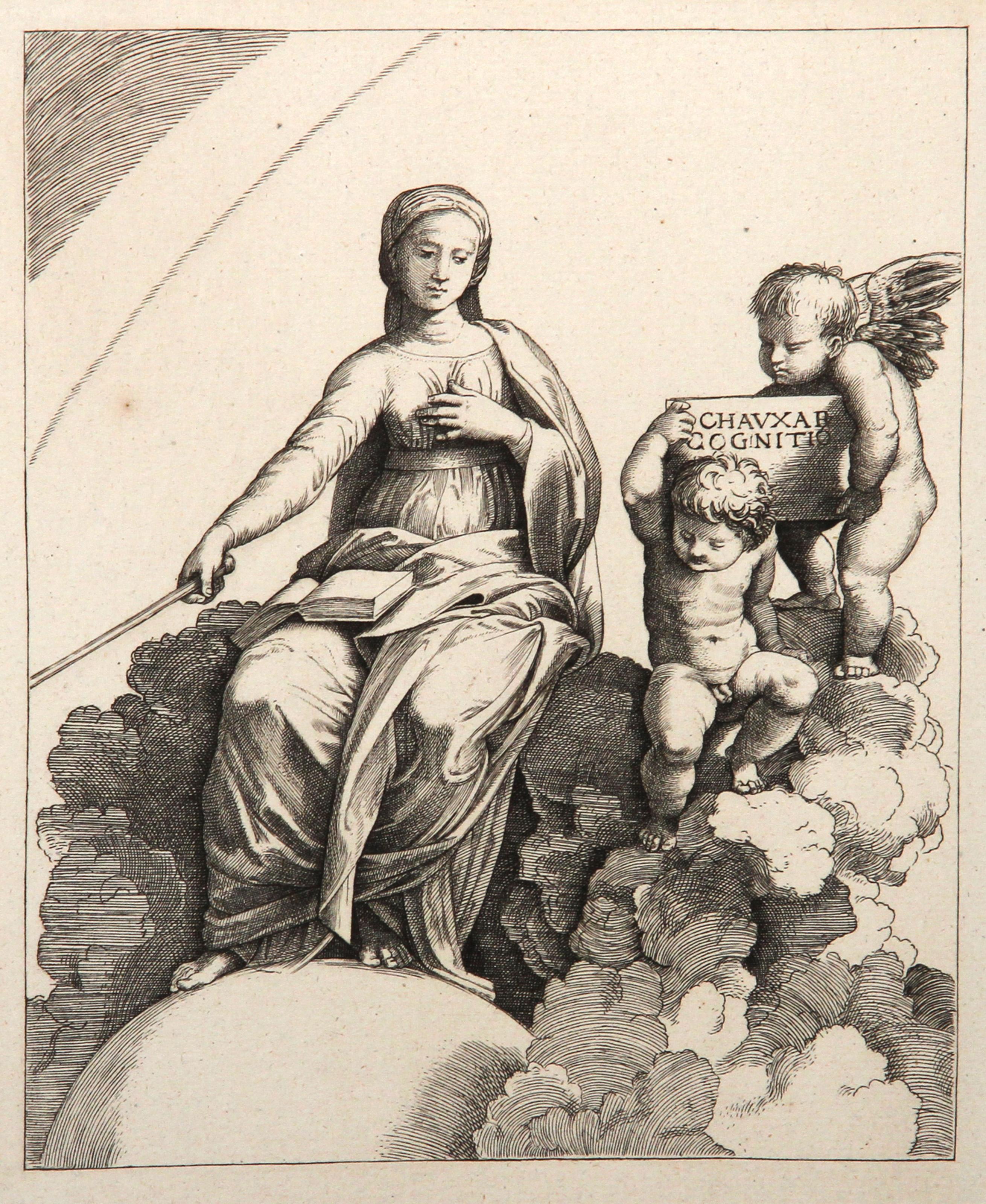 La philosophie, d'après Raphael, Héliogravure de Marcantonio Raimondi