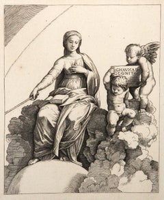 Antique La philosophie, d'apres Raphael, Heliogravure by Marcantonio Raimondi