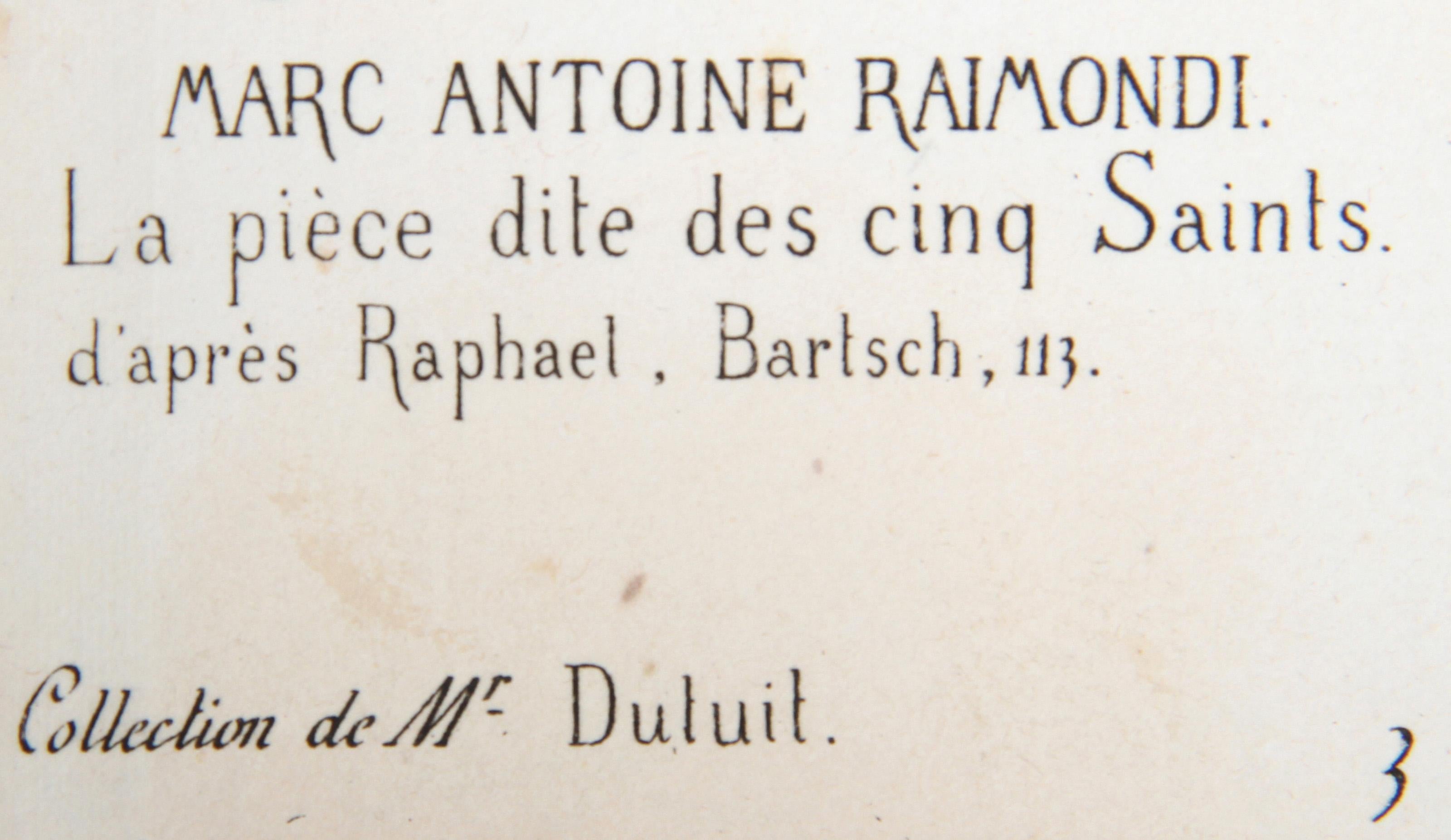 La pièce des cinq Saints, Heliogravure de Marcantonio Raimondi en vente 1