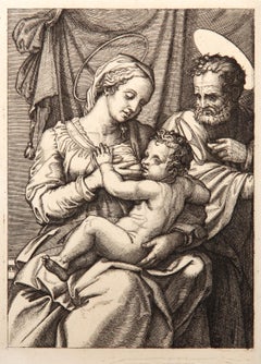 Antique La Sainte Famille, Heliogravure by Marcantonio Raimondi