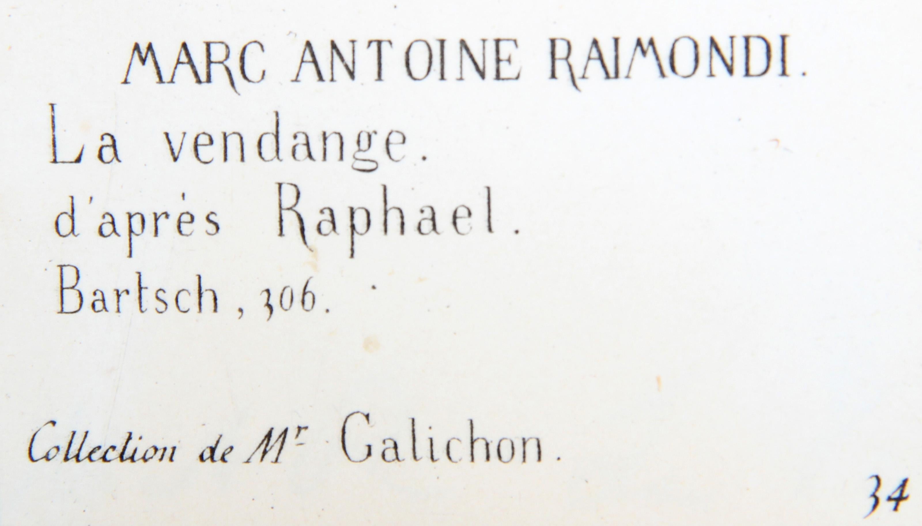 La Vendange d'après Raphael, Héliogravure de Marcantonio Raimondi en vente 1