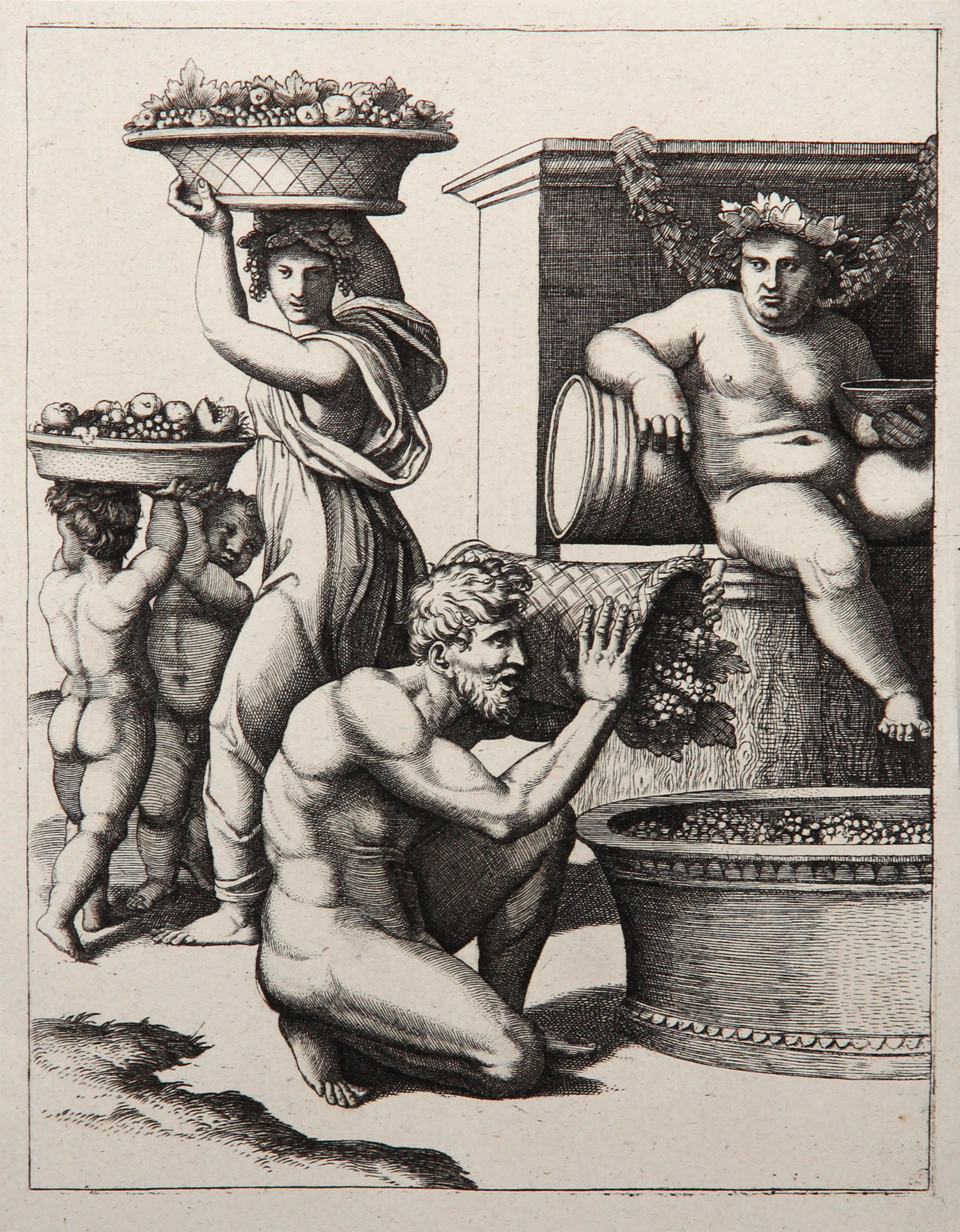 La Vendange d'après Raphael, Héliogravure de Marcantonio Raimondi