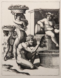 Antique La Vendange d'apres Raphael, Heliogravure by Marcantonio Raimondi