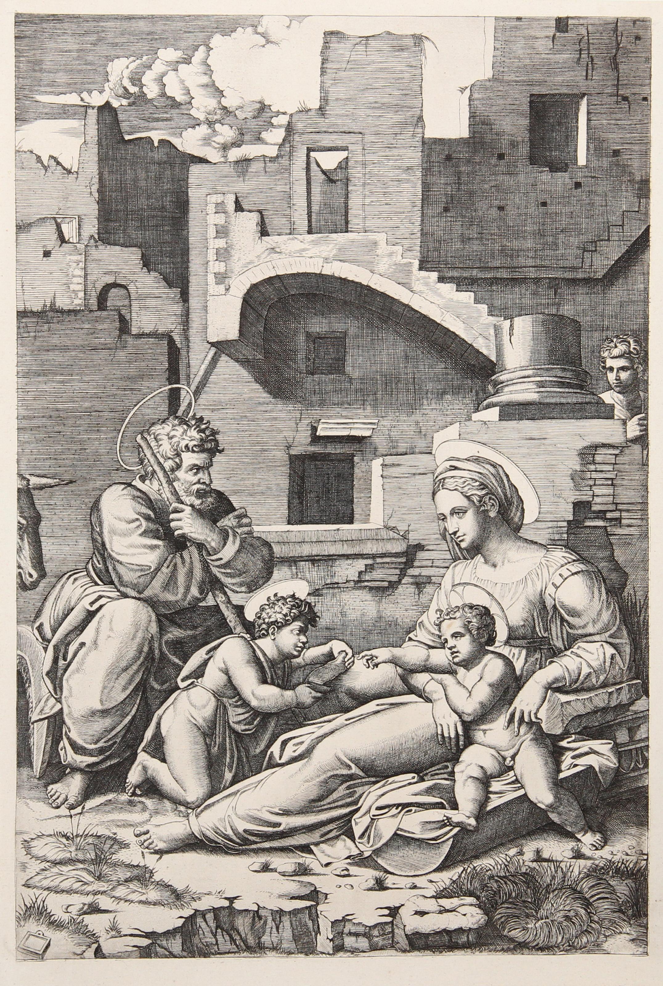 La Vierge à la longue cuisse, Heliogravure de Marcantonio Raimondi