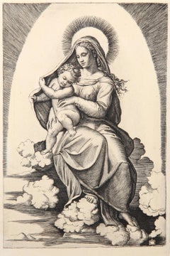 La Vierge assise sur les Nues I, Heliograbado de Marcantonio Raimondi