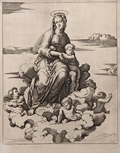 La Vierge assise sur les Nues II, Heliogravure by Marcantonio Raimondi