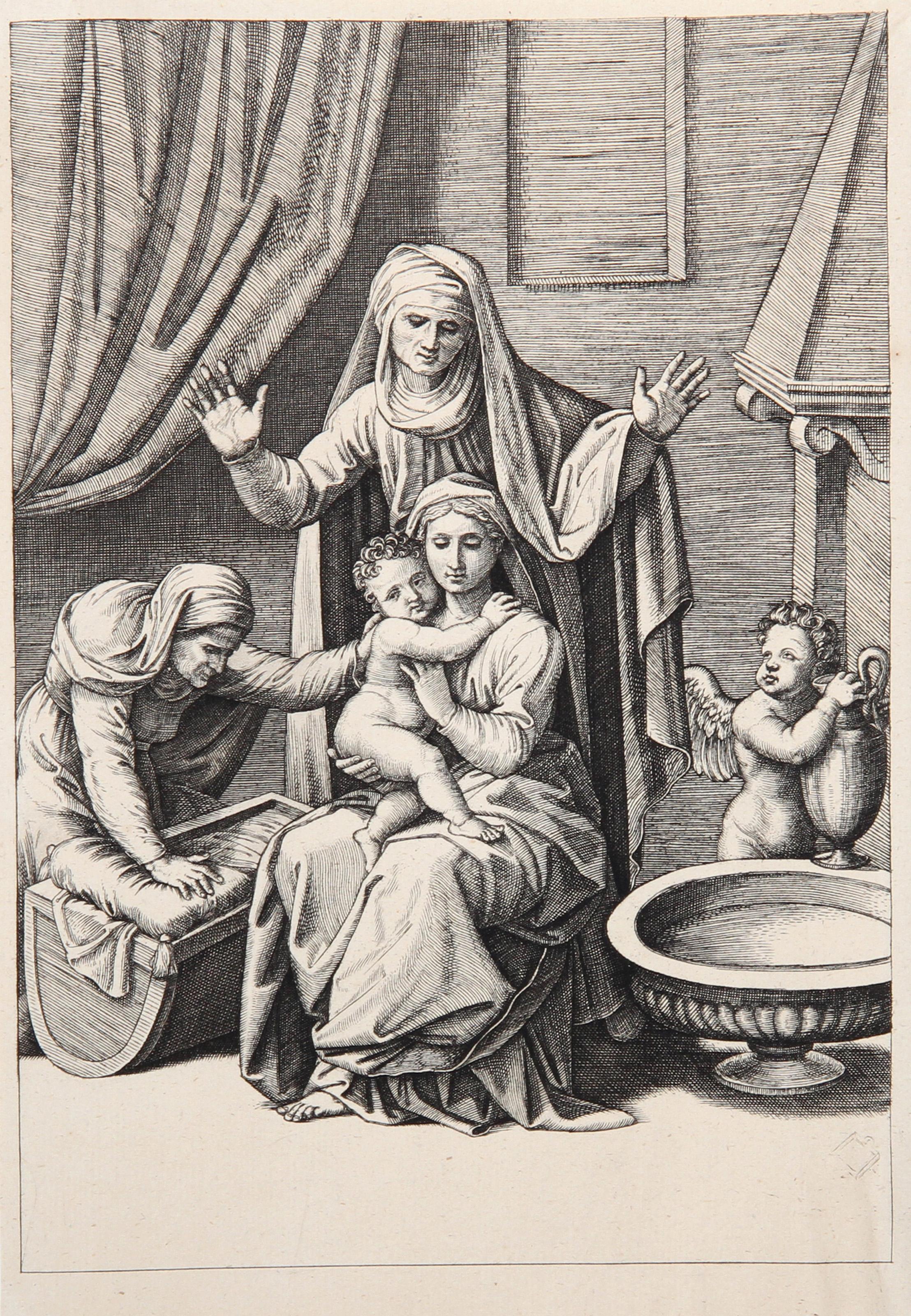  Marcantonio Raimondi, After by Amand Durand, Italian (1480 - 1534) - La Vierge au berceau, Year: 1875, Medium: Heliogravure, Size: 10.5  x 7 in. (26.67  x 17.78 cm), Printer: Amand Durand, Description: French Engraver and painter Charles Amand
