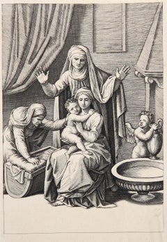 La Vierge au berceau, Eliografia di Marcantonio Raimondi