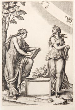 Les deux femmes au Zodiaque, Heliograbado de Marcantonio Raimondi
