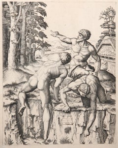 Les Grimpeurs, Heliogravure by Marcantonio Raimondi