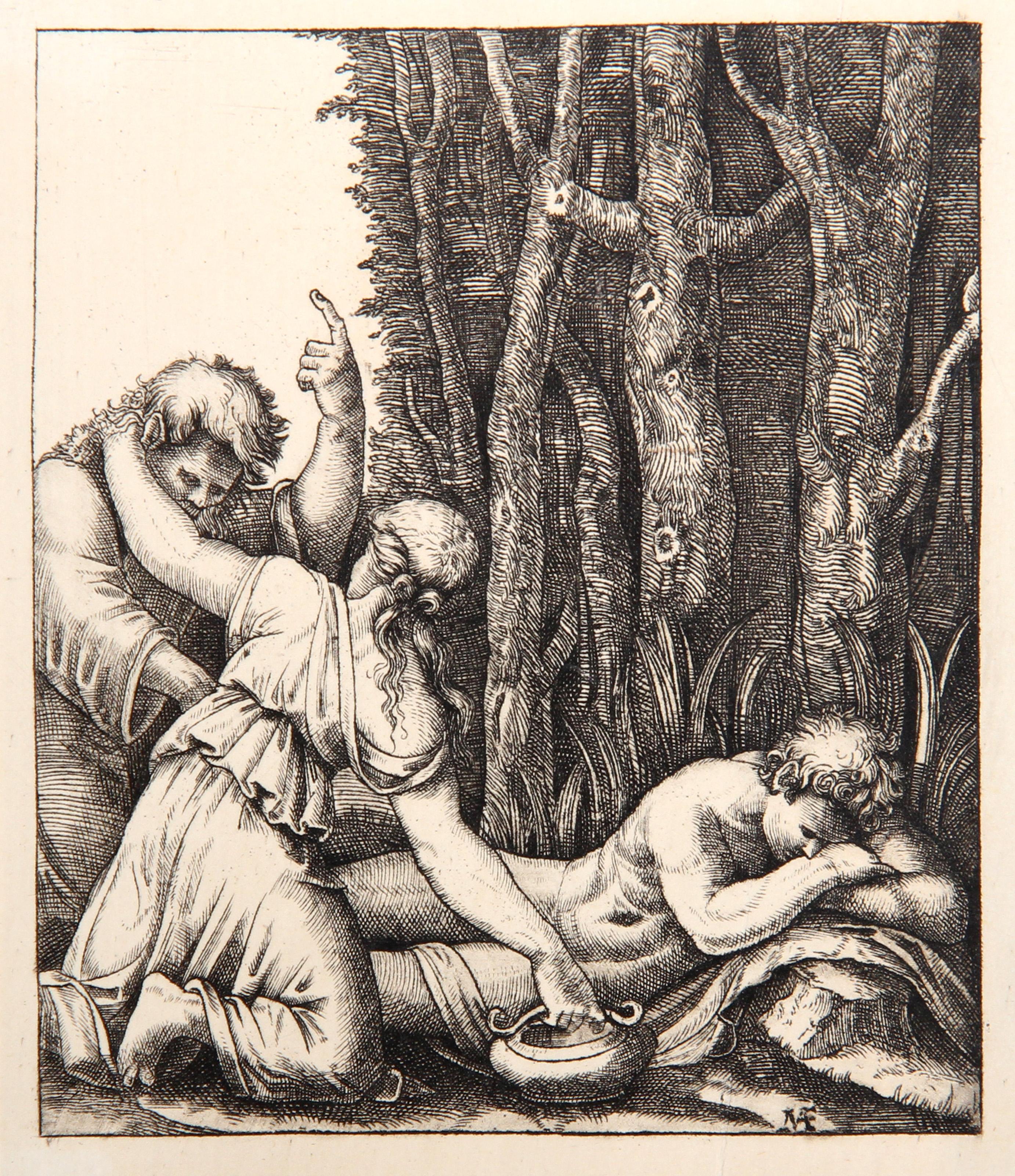 Marcantonio Raimondi, Nach Amand Durand, Italiener (1480 - 1534) - L'homme endormi a l'entree d'un bois, Jahr: 1875, Medium: Heliogravüre, Größe: 4.25  x 3.25 in. (10.8  x 8,26 cm), Drucker: Amand Durand, Beschreibung: Der französische Graveur und