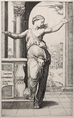 Antique Lucrece, Heliogravure by Marcantonio Raimondi