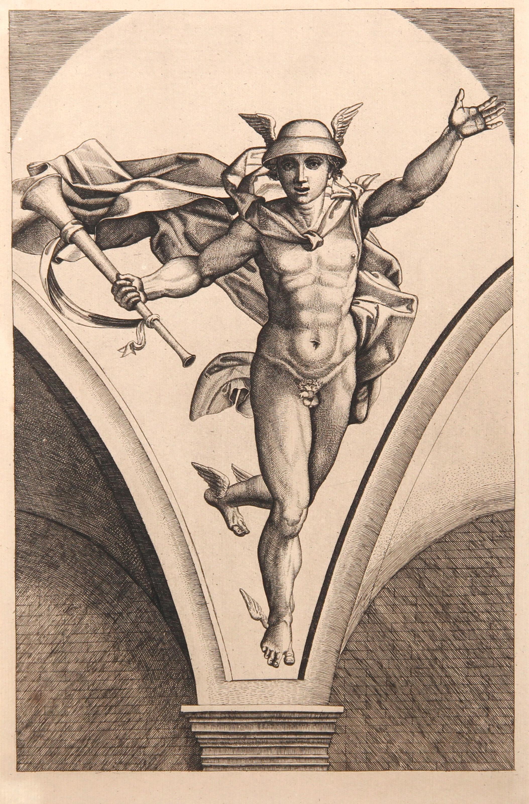  Marcantonio Raimondi, After by Amand Durand, Italian (1480 - 1534) - Mercury, Year: 1875, Medium: Heliogravure on Laid Paper, Size: 13  x 8.5 in. (33.02  x 21.59 cm), Printer: Amand Durand, Description: French Engraver and painter Charles Amand