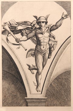 Mercury, Old Masters Heliogravure Etching by Marcantonio Raimondi