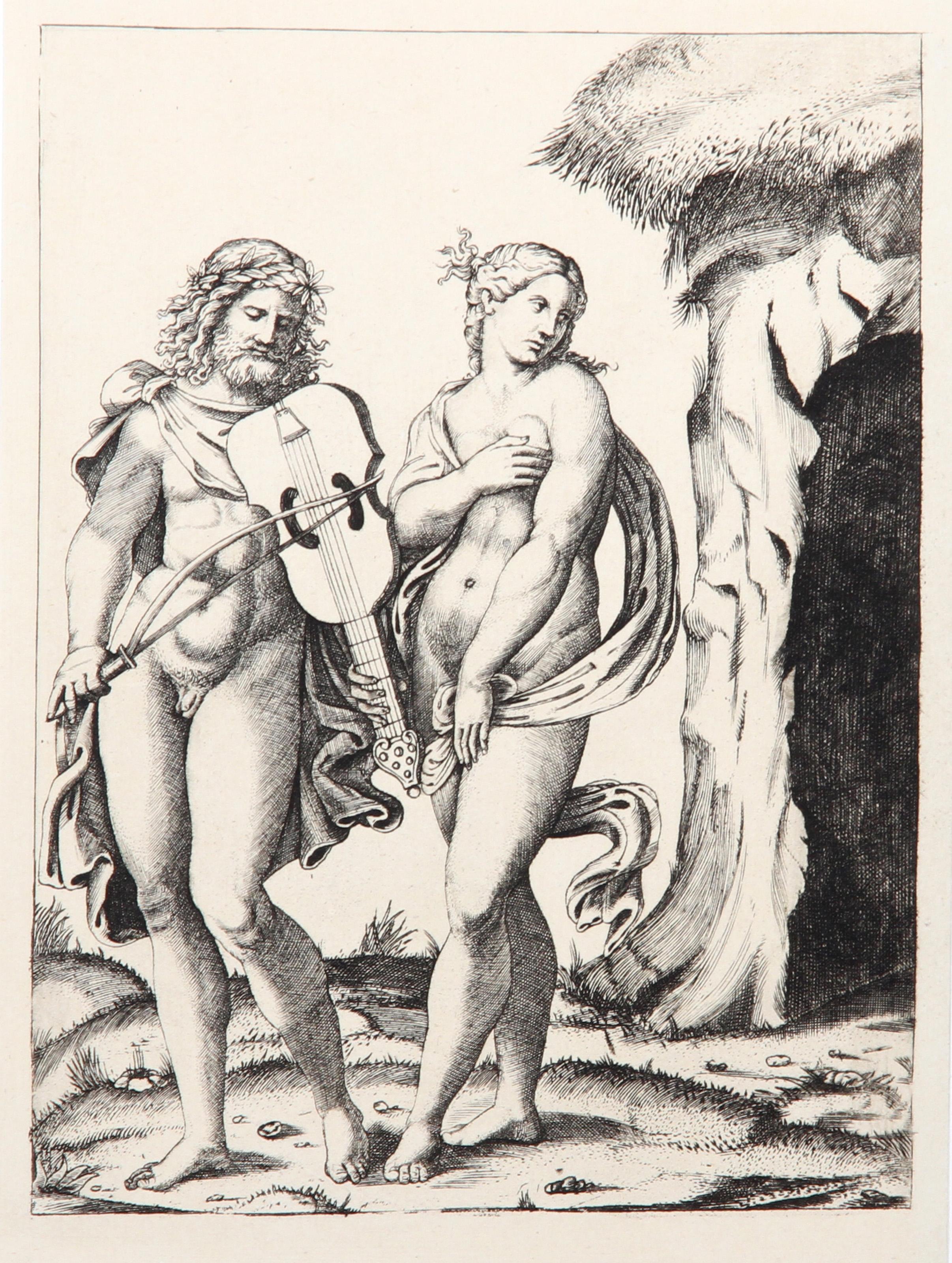  Marcantonio Raimondi, After by Amand Durand, Italian (1480 - 1534) - Orphee et Eurydice, Year: 1875, Medium: Heliogravure, Size: 8  x 5.5 in. (20.32  x 13.97 cm), Printer: Amand Durand, Description: French Engraver and painter Charles Amand Durand,