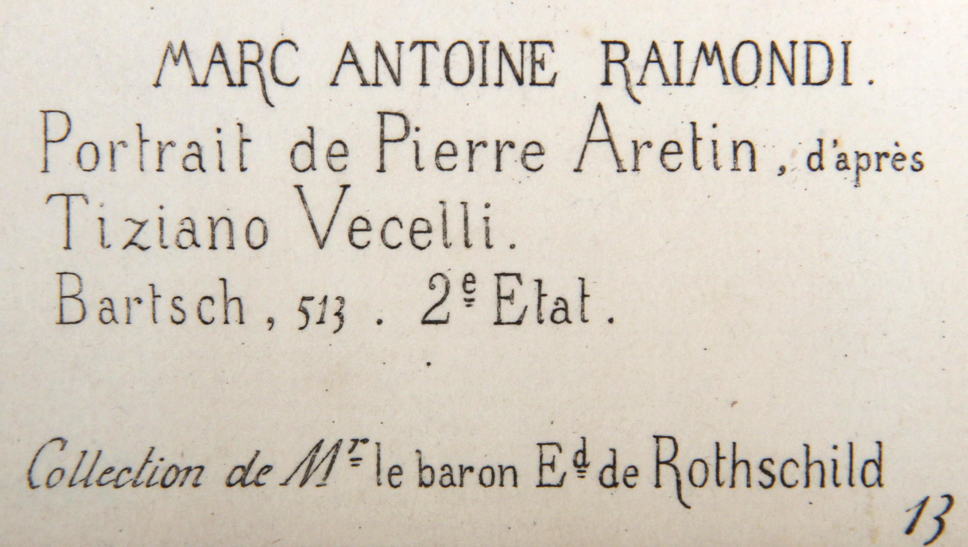 Portrait de Pierre Aretin, Heliogravure by Marcantonio Raimondi For Sale 1