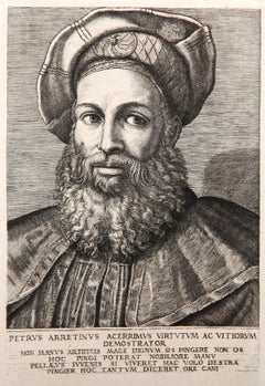 Portrait de Pierre Aretin, Heliogravure by Marcantonio Raimondi