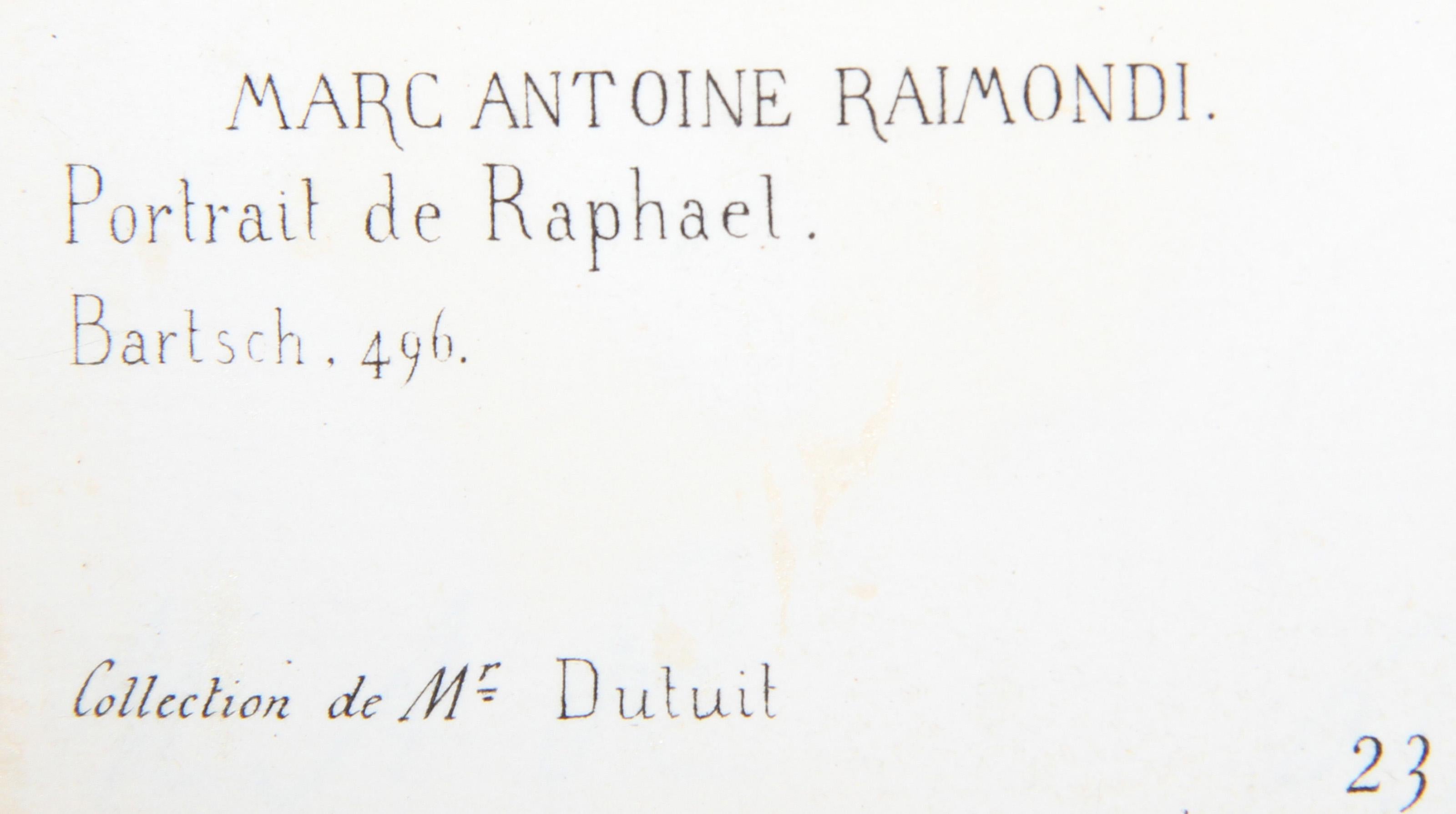 Portrait de Raphael, Heliogravure by Marcantonio Raimondi For Sale 1
