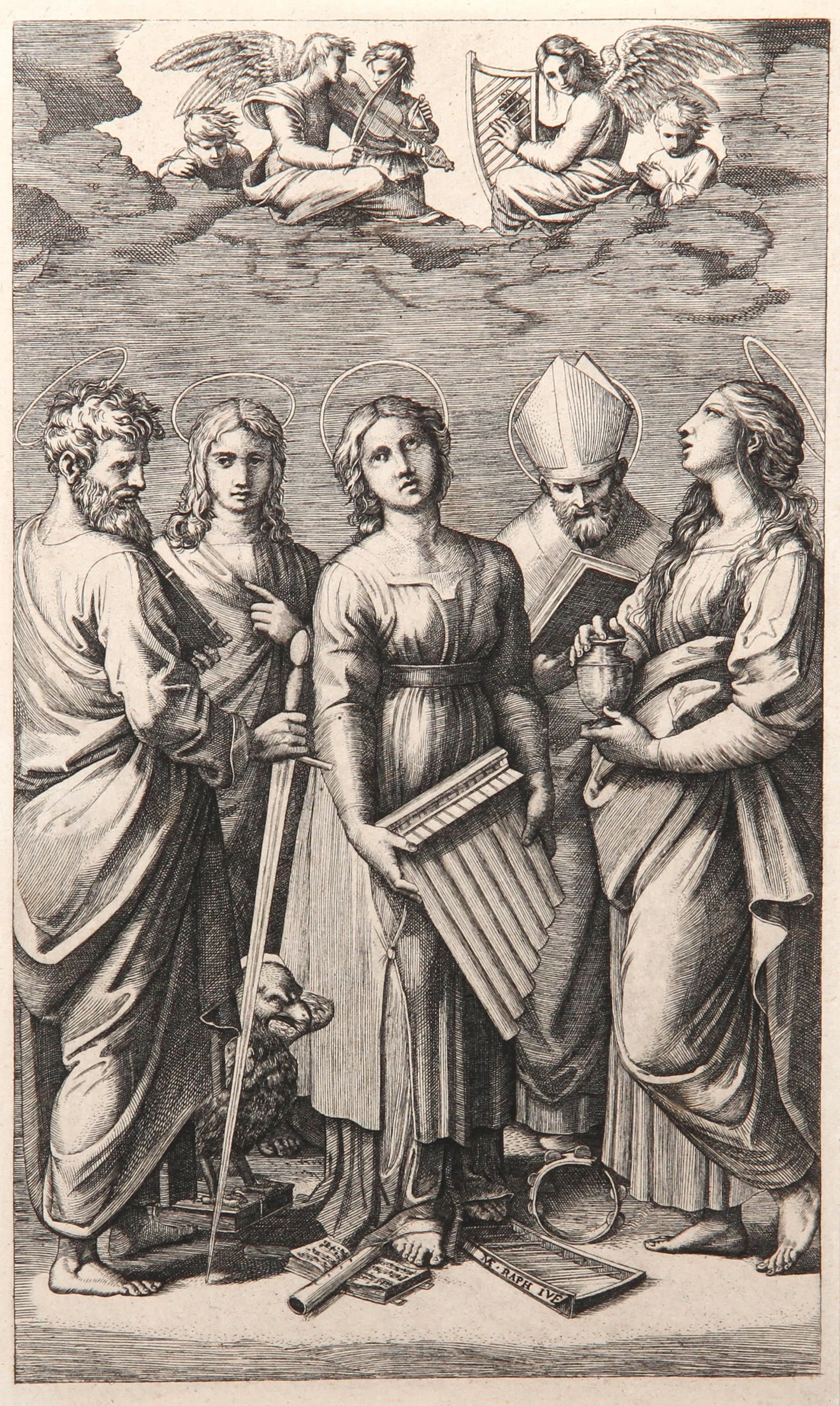  Marcantonio Raimondi, After by Amand Durand, Italian (1480 - 1534) - Sainte Cecile d'apres Raphael, Year: 1875, Medium: Heliogravure, Size: 11  x 6.5 in. (27.94  x 16.51 cm), Printer: Amand Durand, Description: French Engraver and painter Charles