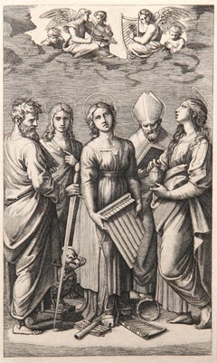 Antique Sainte Cecile d'apres Raphael, Heliogravure by Marcantonio Raimondi