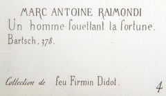 Un homme fouetlant la fortune, Heliogravur von Marcantonio Raimondi