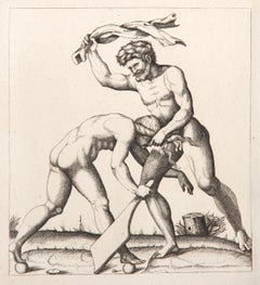 Antique Un homme fouetlant la fortune, Heliogravure by Marcantonio Raimondi