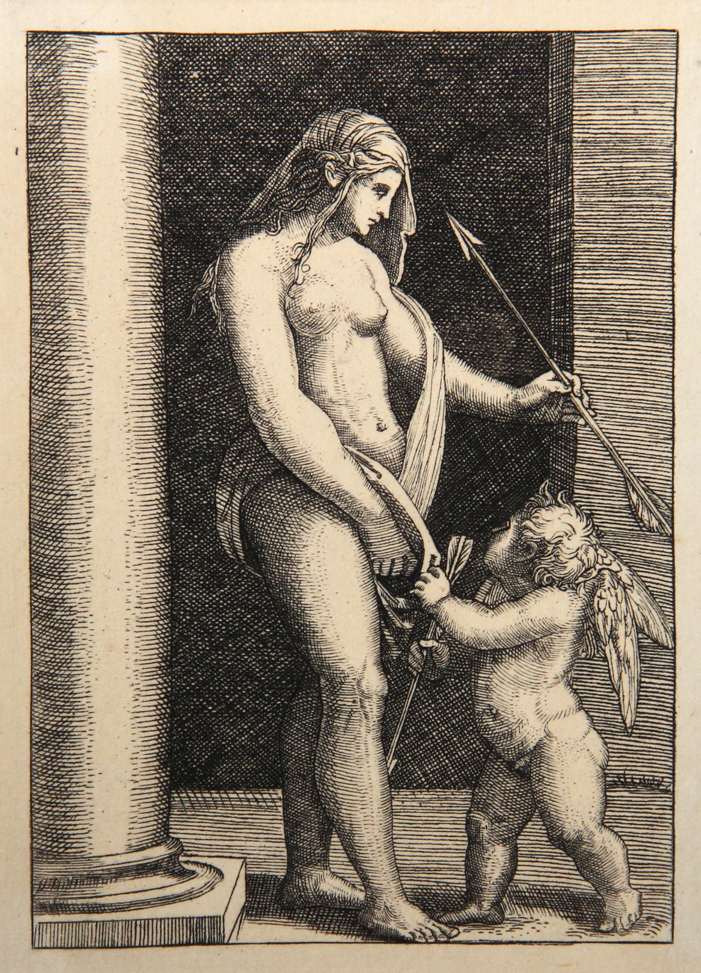  Marcantonio Raimondi, After by Amand Durand, Italian (1480 - 1534) - Venus et l'Amour I, Year: 1875, Medium: Heliogravure, Size: 4.75  x 3.25 in. (12.07  x 8.26 cm), Printer: Amand Durand, Description: French Engraver and painter Charles Amand