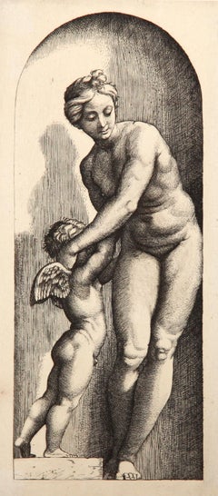 Antique Venus et l'Amour II, Heliogravure by Marcantonio Raimondi