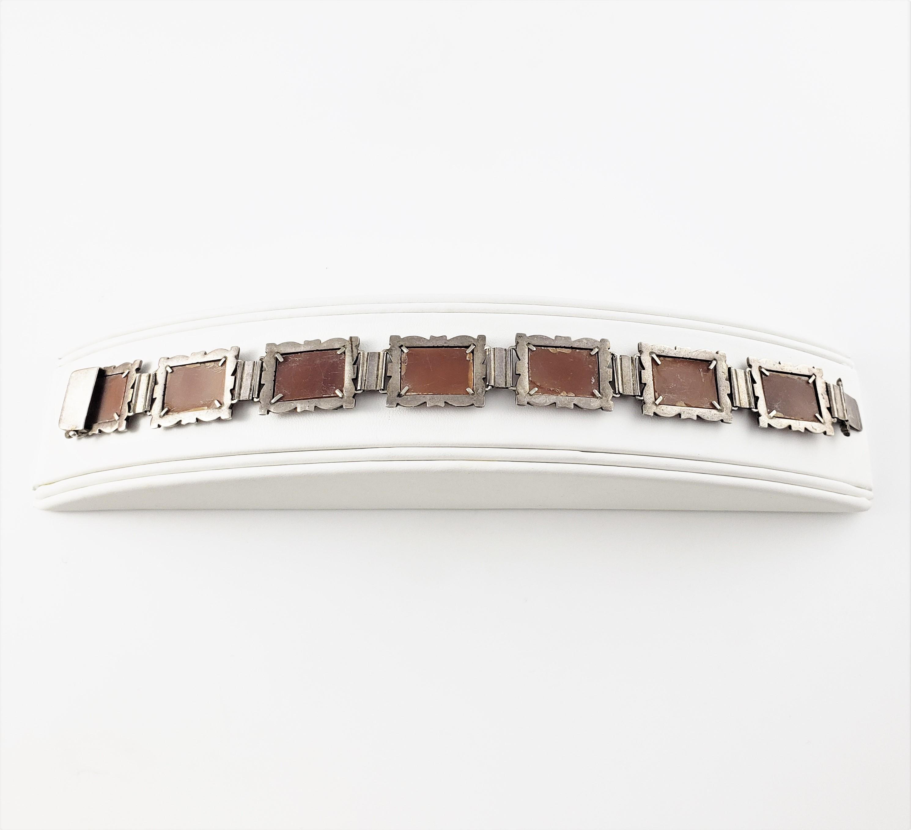 Marcasite Abalone Panel Link Cameo Bracelet In Good Condition For Sale In Washington Depot, CT
