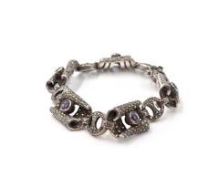 Marcasite and Amethyst Sterling Silver Bracelet