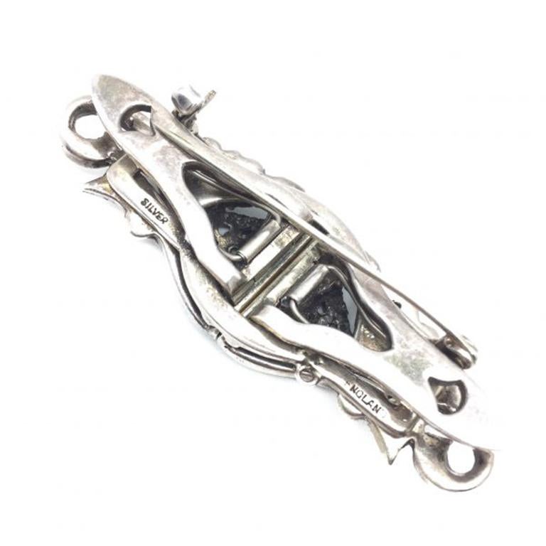 Marcasite Vintage Double Dress Clip Brooch English Silver 1930s In Good Condition In Wilmslow, GB