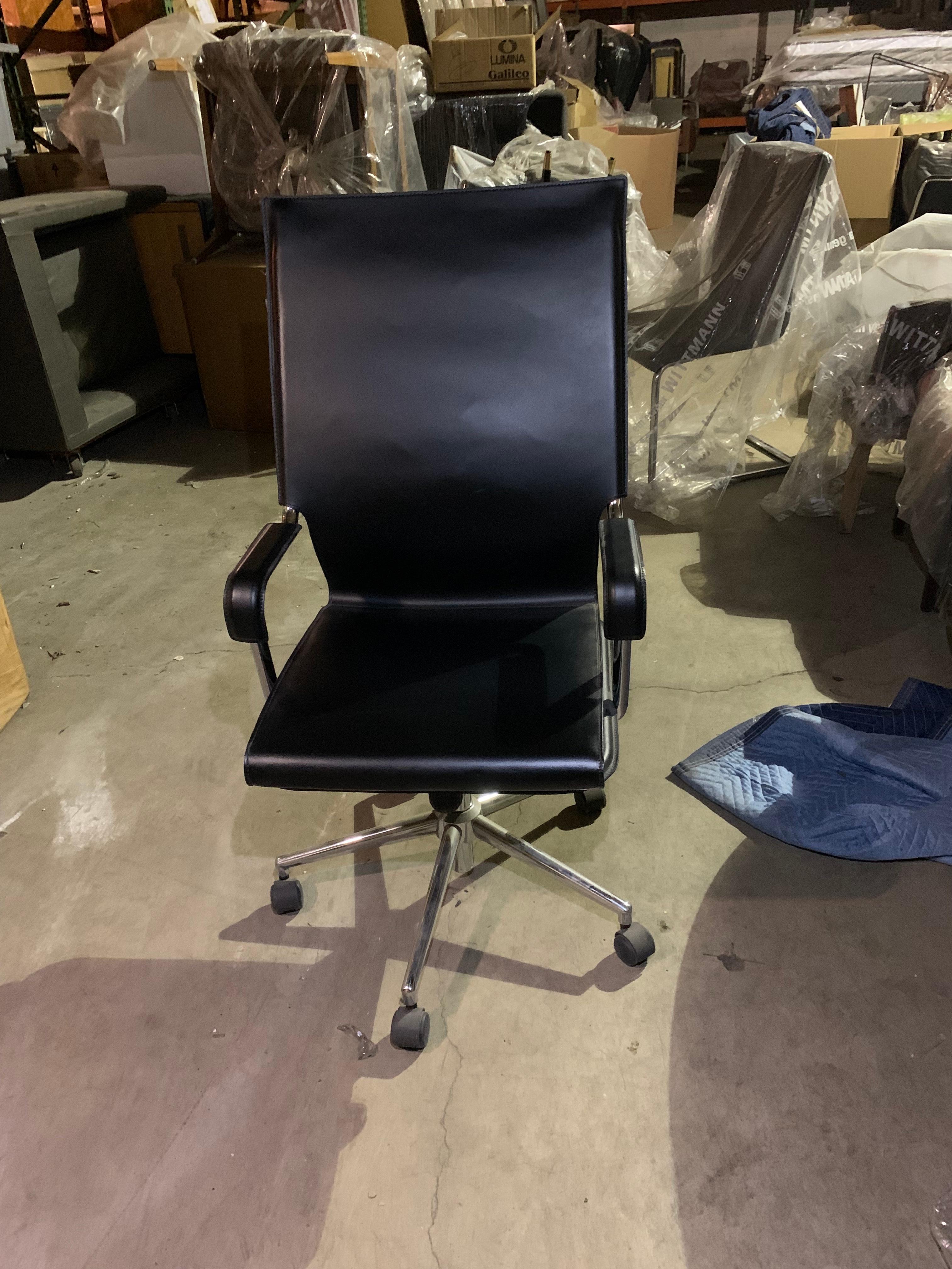 Marcatre Highback Archizoom Black Leather Desk Chair  For Sale 5