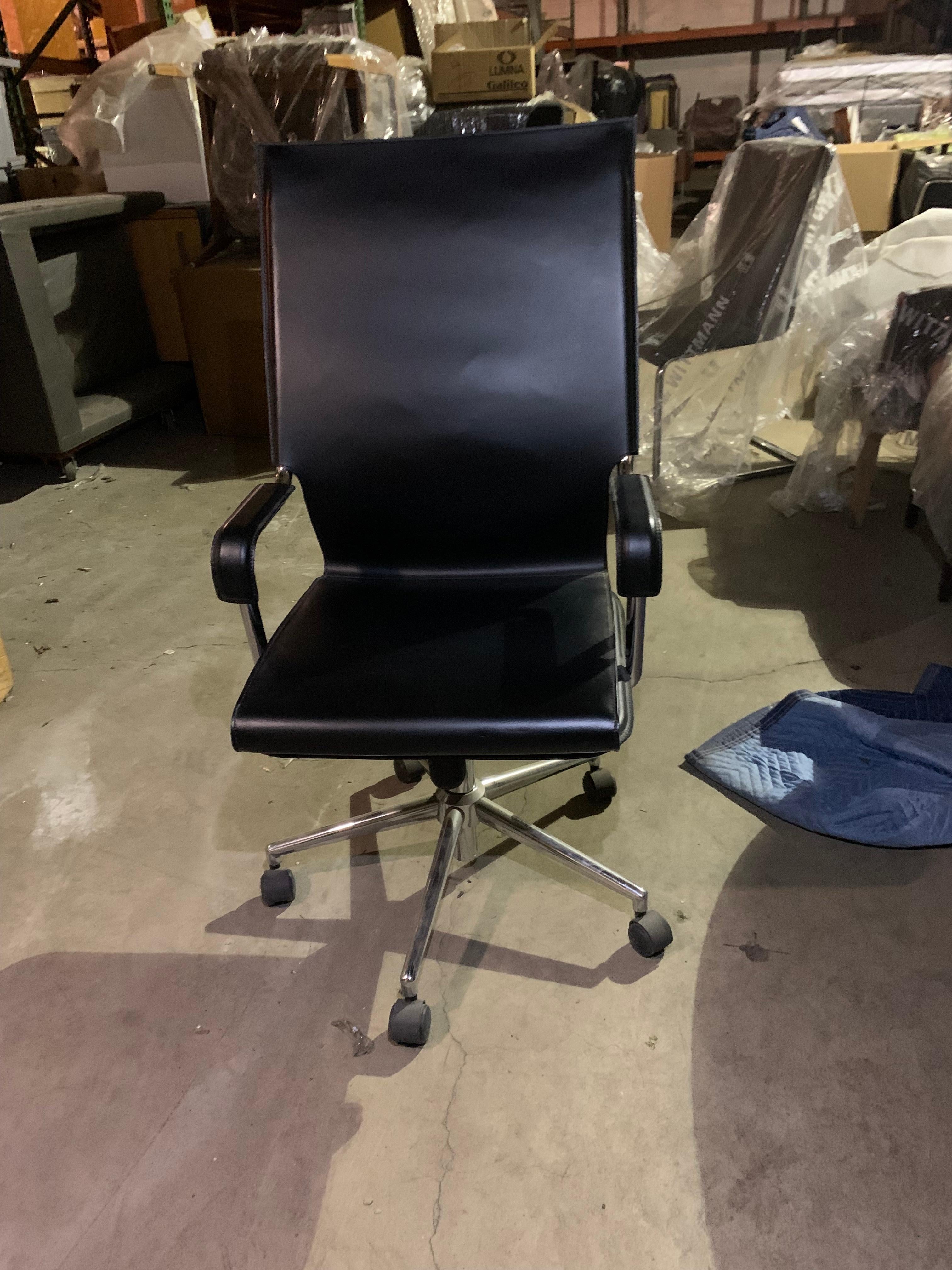 Marcatre Highback Archizoom Black Leather Desk Chair  For Sale 6