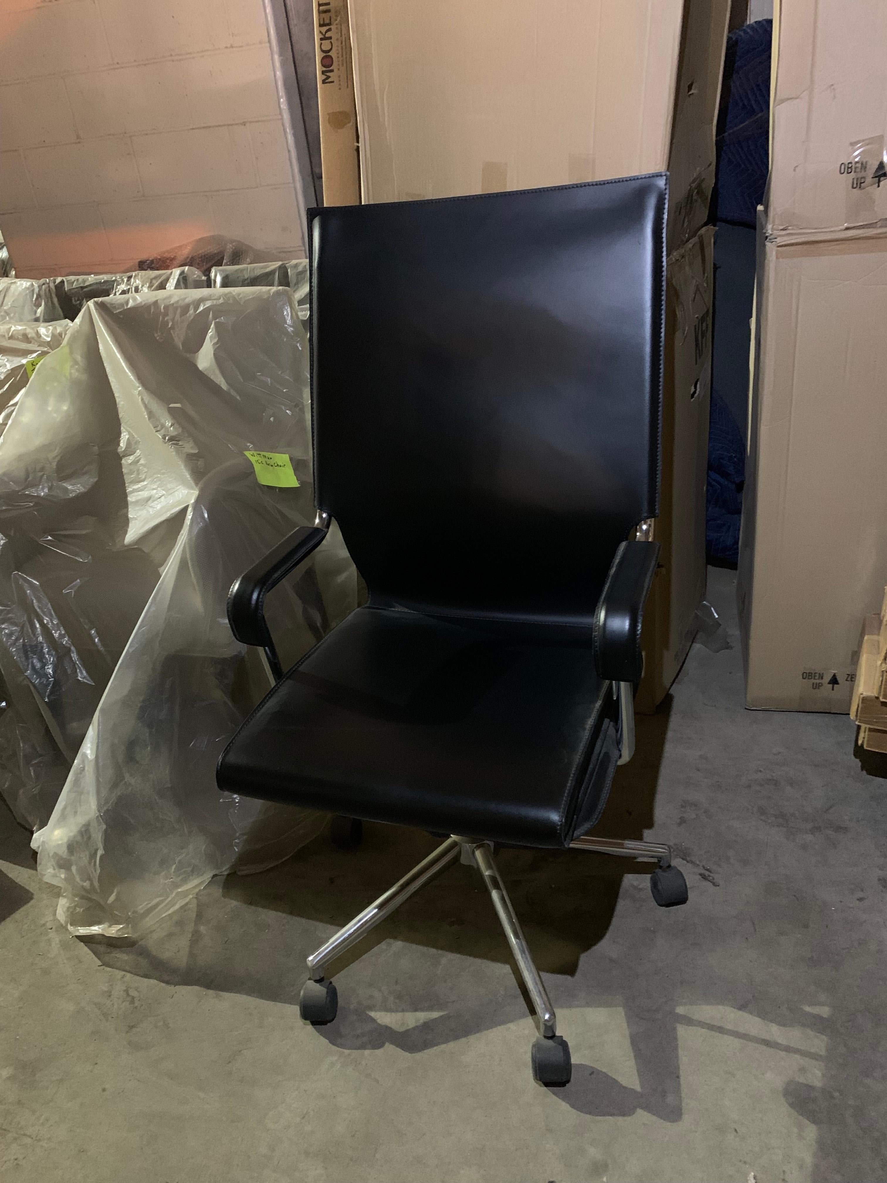 Marcatre Highback Archizoom Black Leather Desk Chair  For Sale 7