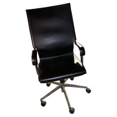 Used Marcatre Highback Archizoom Black Leather Desk Chair 