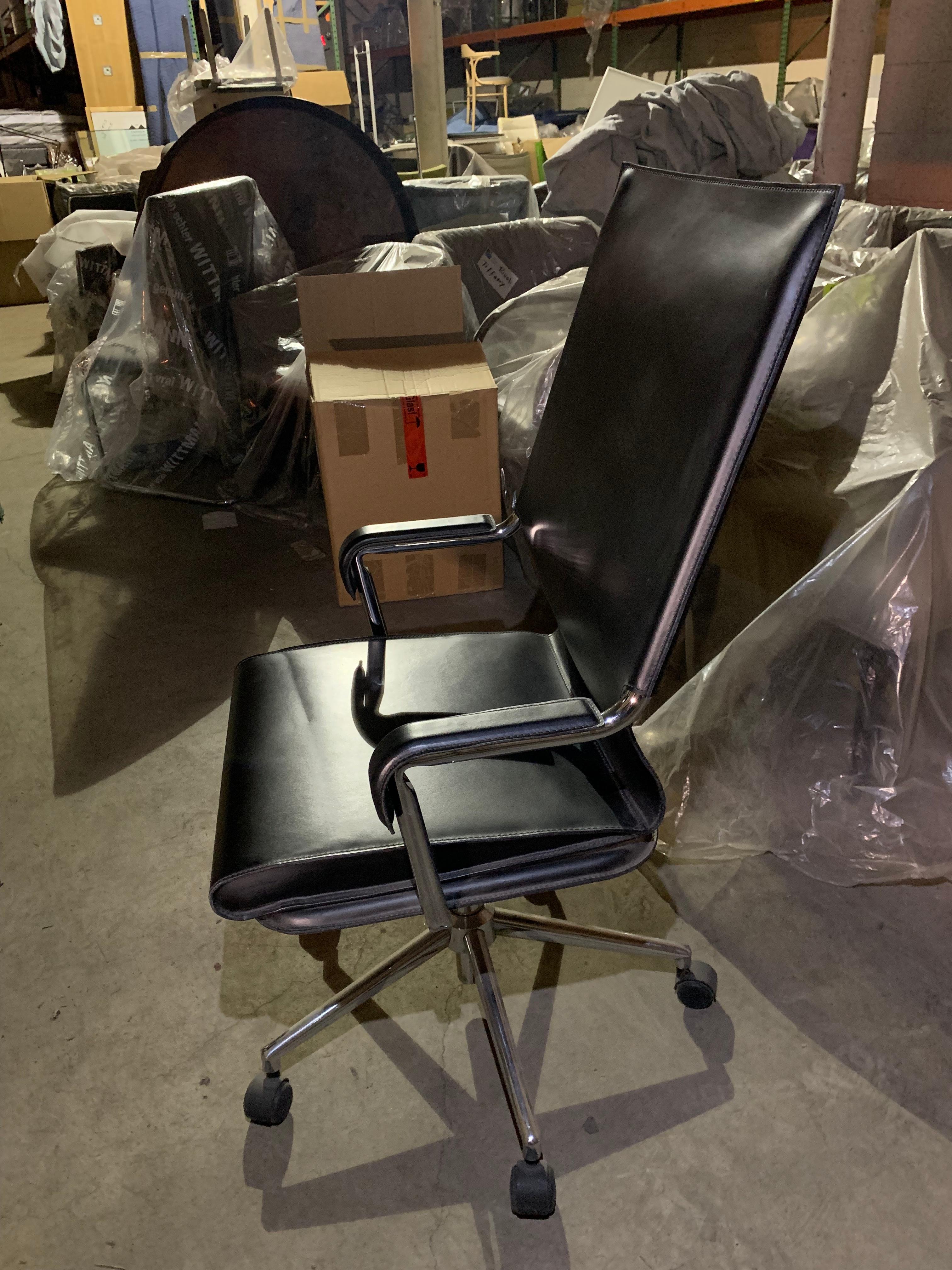 Marcatre Set of two Archizoom Black Leather Desk Chair  13