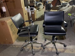 Marcatre Set of two Archizoom Black Leather Desk Chair