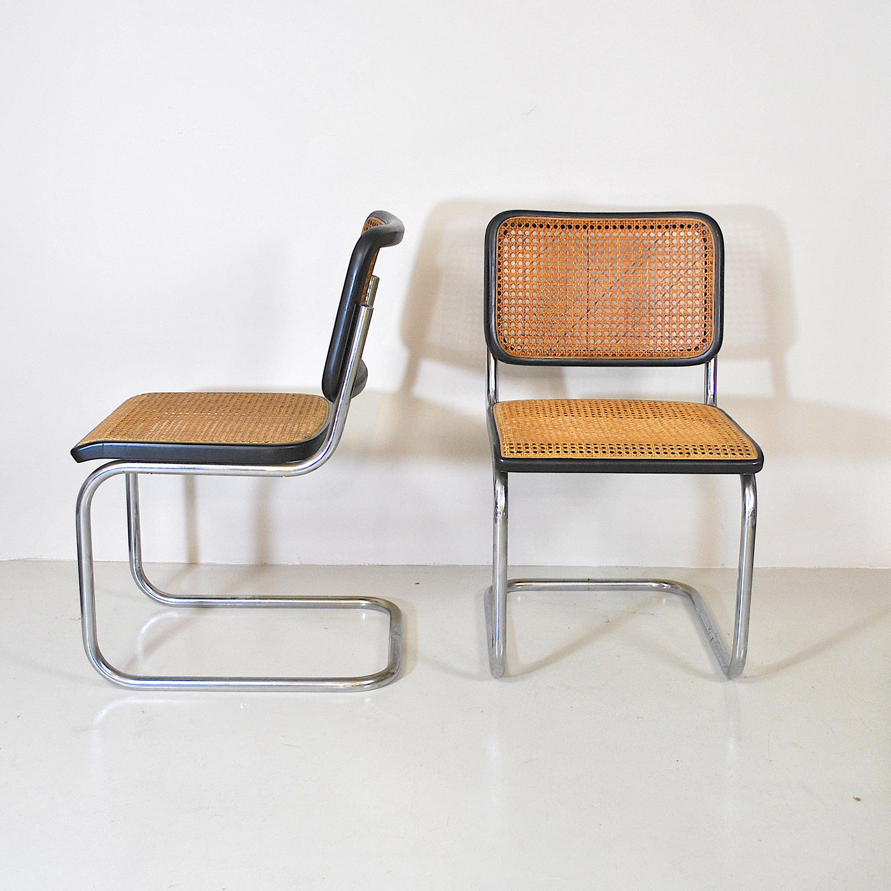 Stainless Steel Marce Breur Midcentury Chairs Model Cesca by Thonet, 1970s