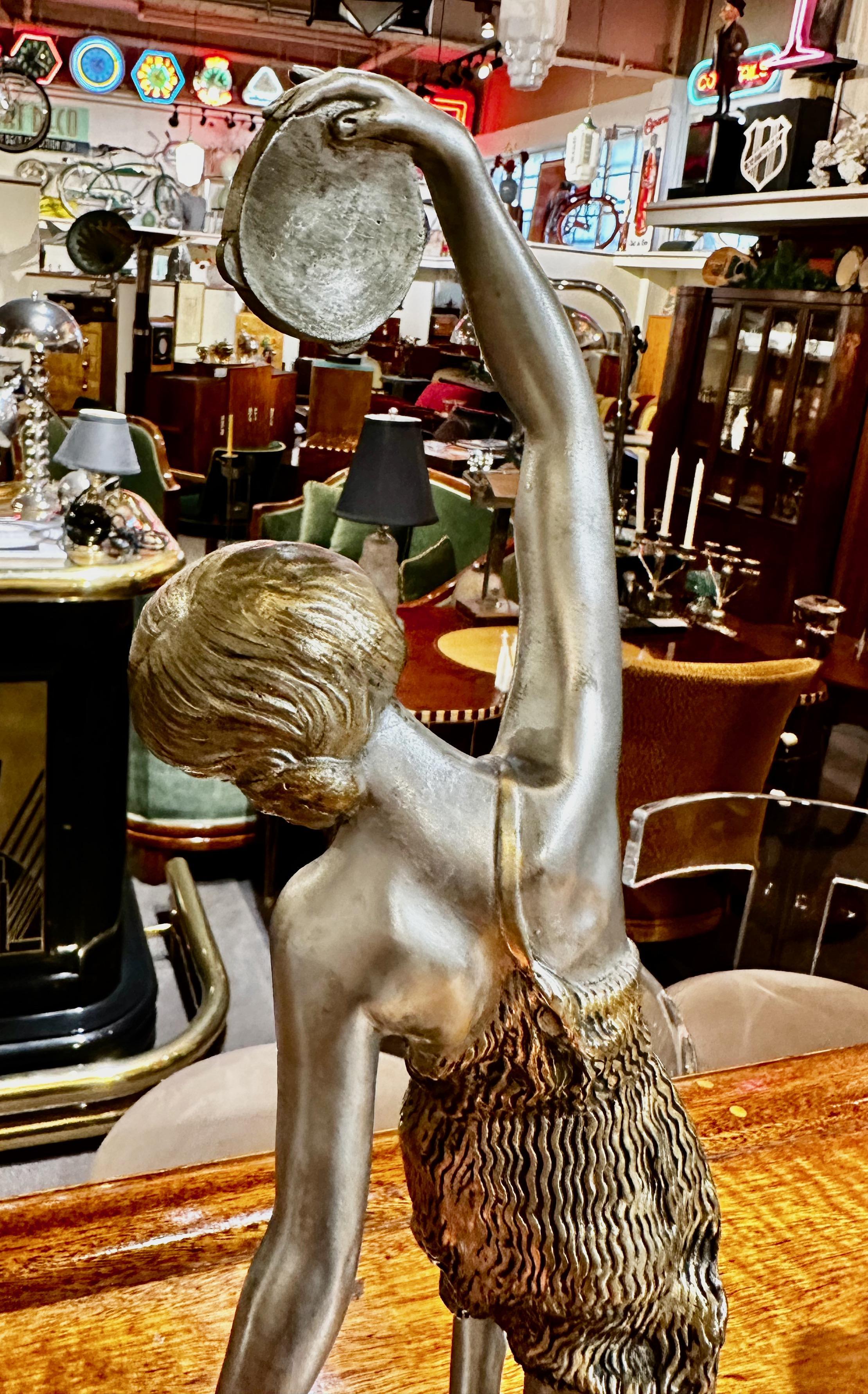 1920s Art Deco Sculpture in Bronze Signed 'Matto' 'Marcel Bouraine', Two Woman For Sale 8
