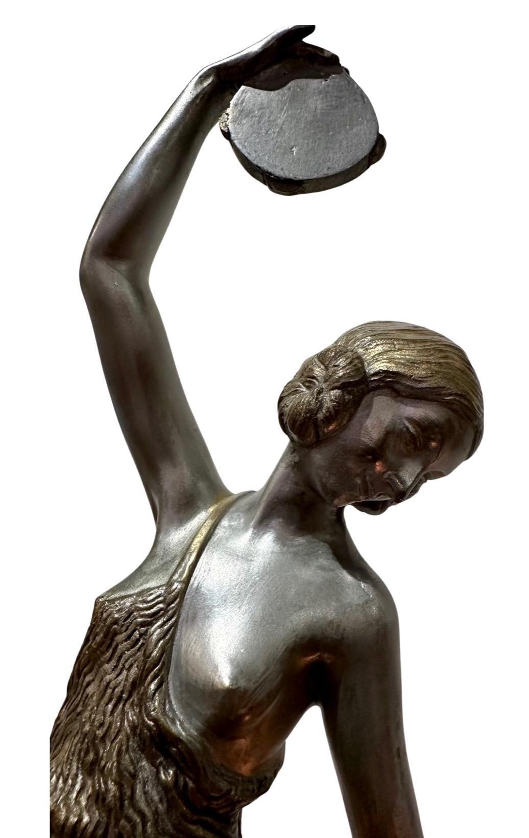 1920s Art Deco Sculpture in Bronze Signed 'Matto' 'Marcel Bouraine', Two Woman For Sale 3