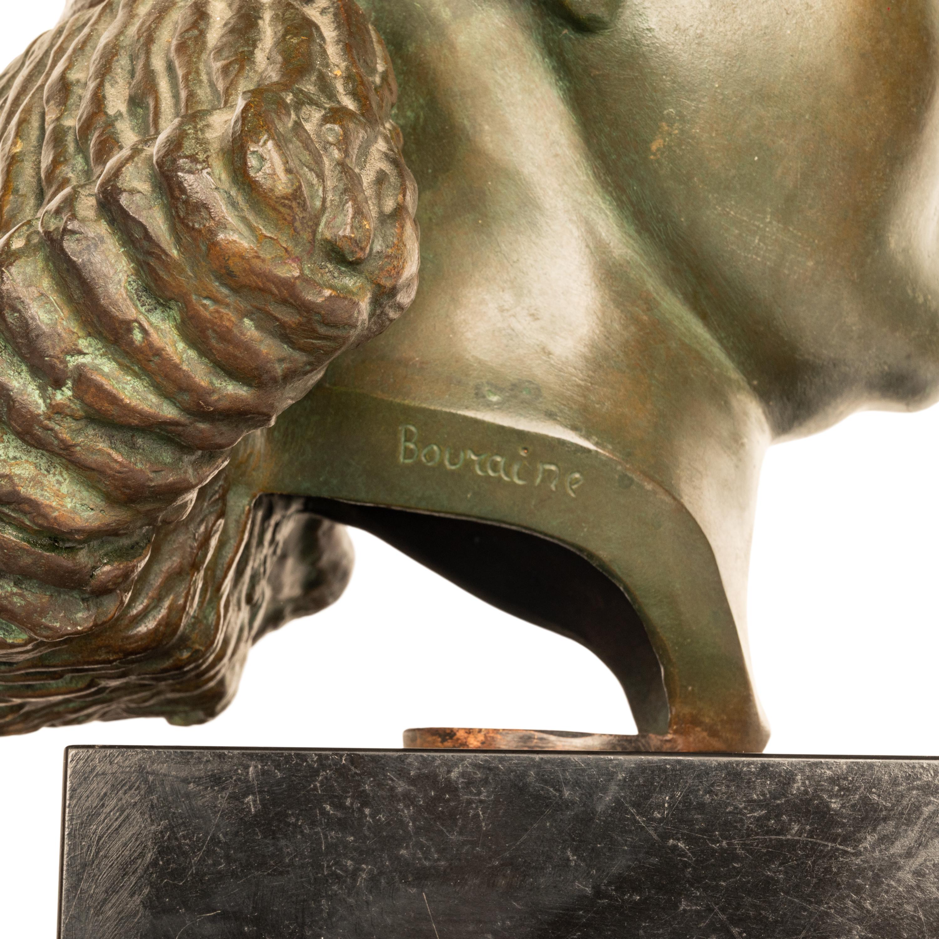 Antique French Art Deco Bronzo Busto Scultura Testa di Bella Ragazza 1920 in vendita 8
