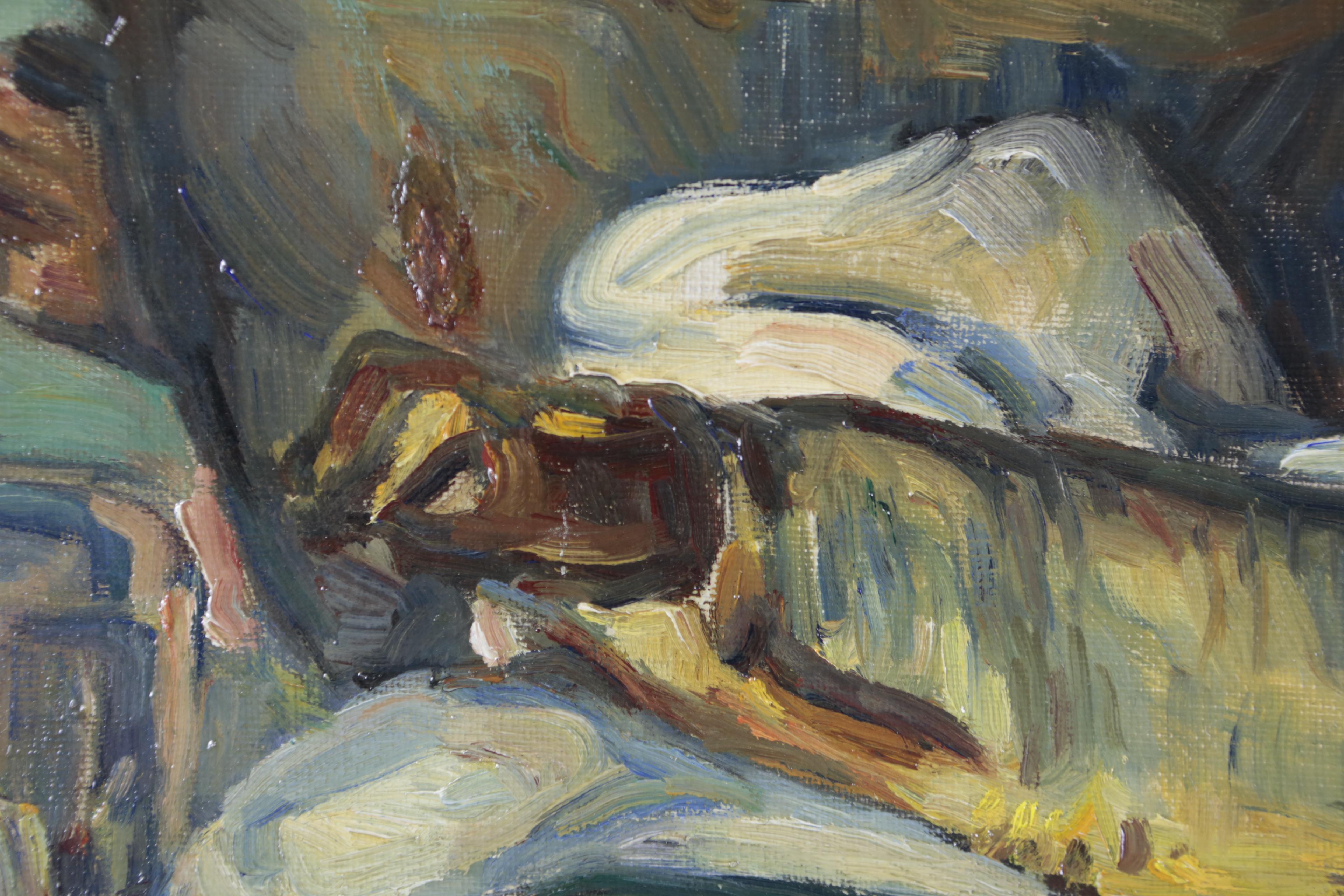 Painted Marcel Arnaud Oil Painting Still Life, France, Impressionist Style, circa 1900 For Sale