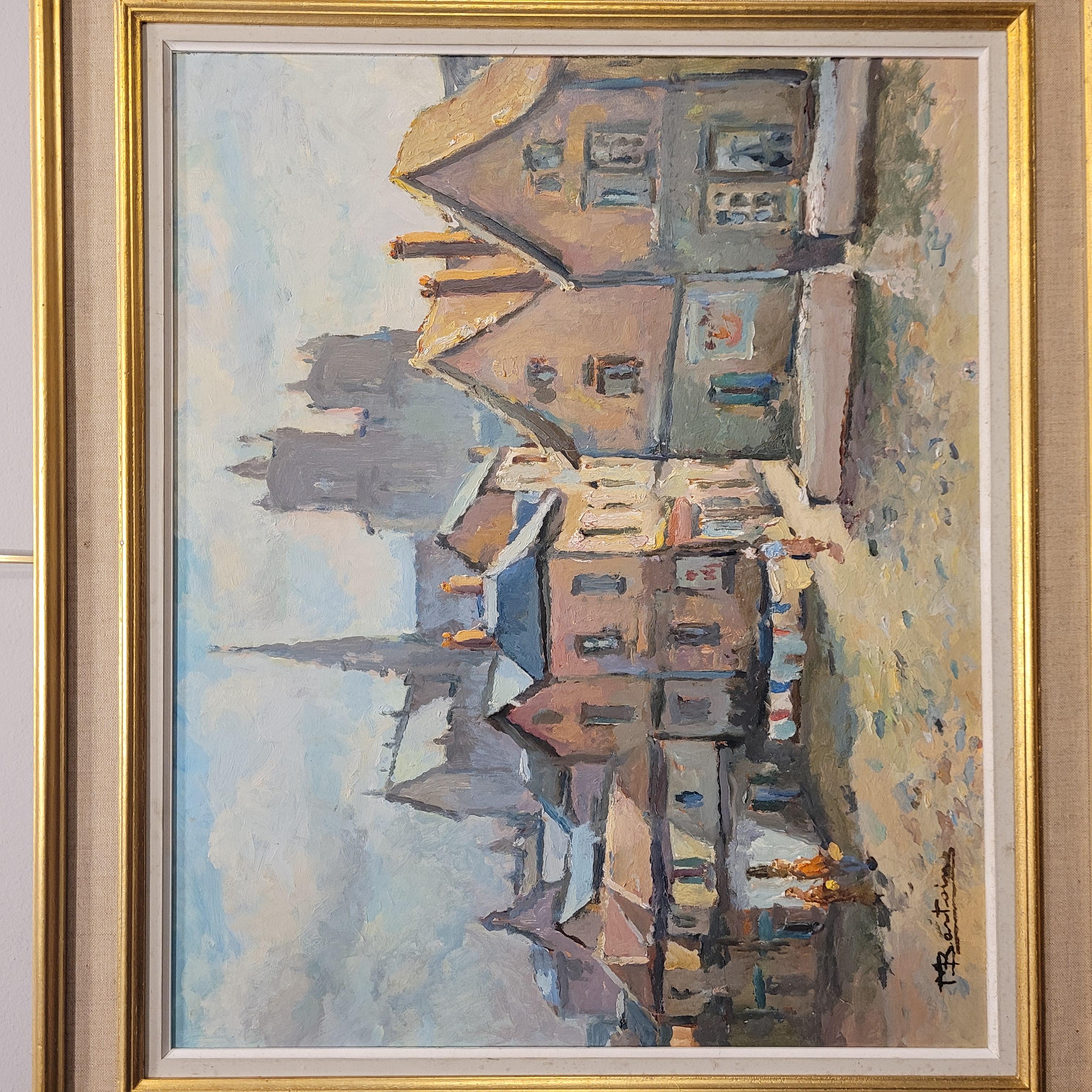 Impressionismus Öl auf Platte Bretonisches Dorf Marcel Bertoin Frankreich im Angebot 12