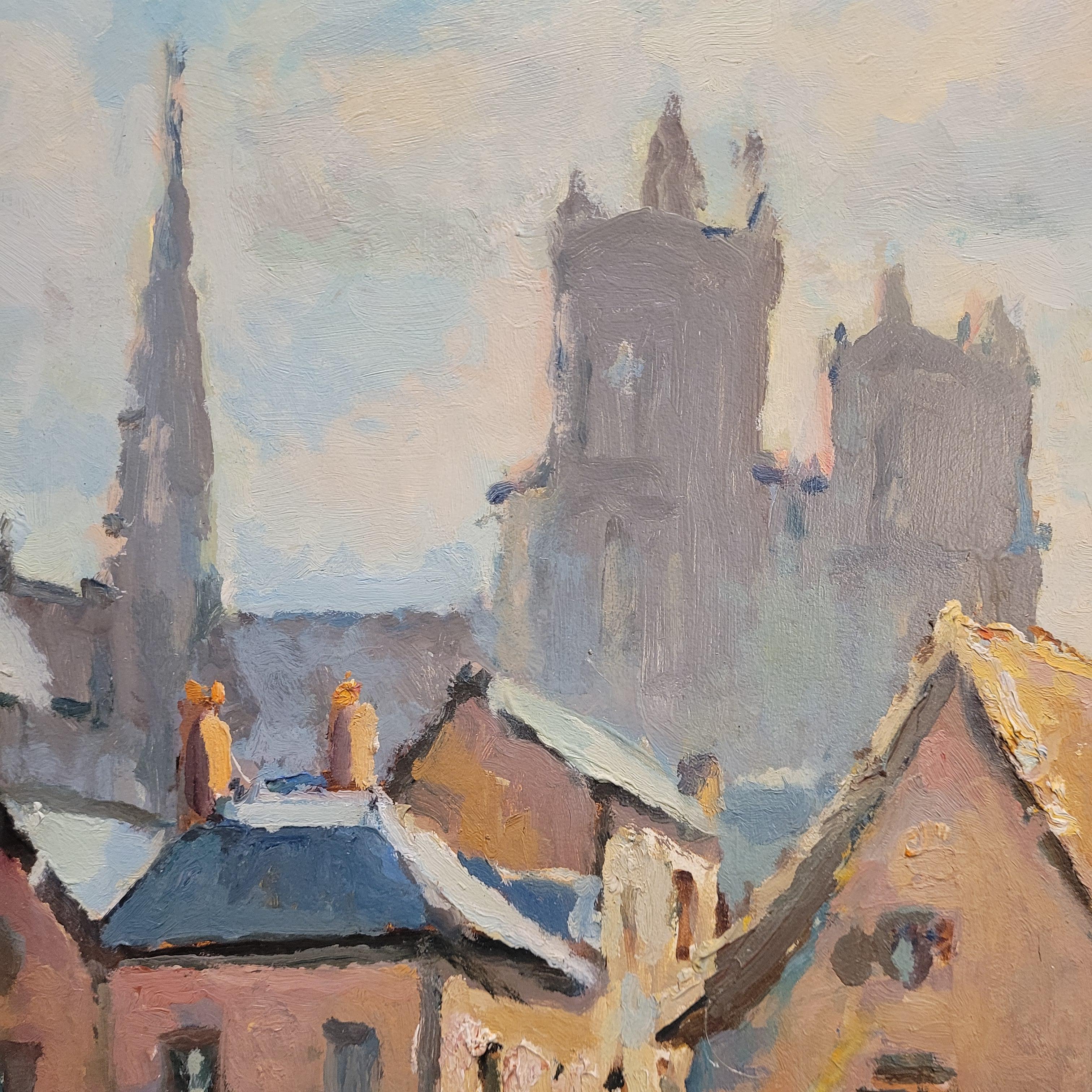 Impressionismus Öl auf Platte Bretonisches Dorf Marcel Bertoin Frankreich im Angebot 13