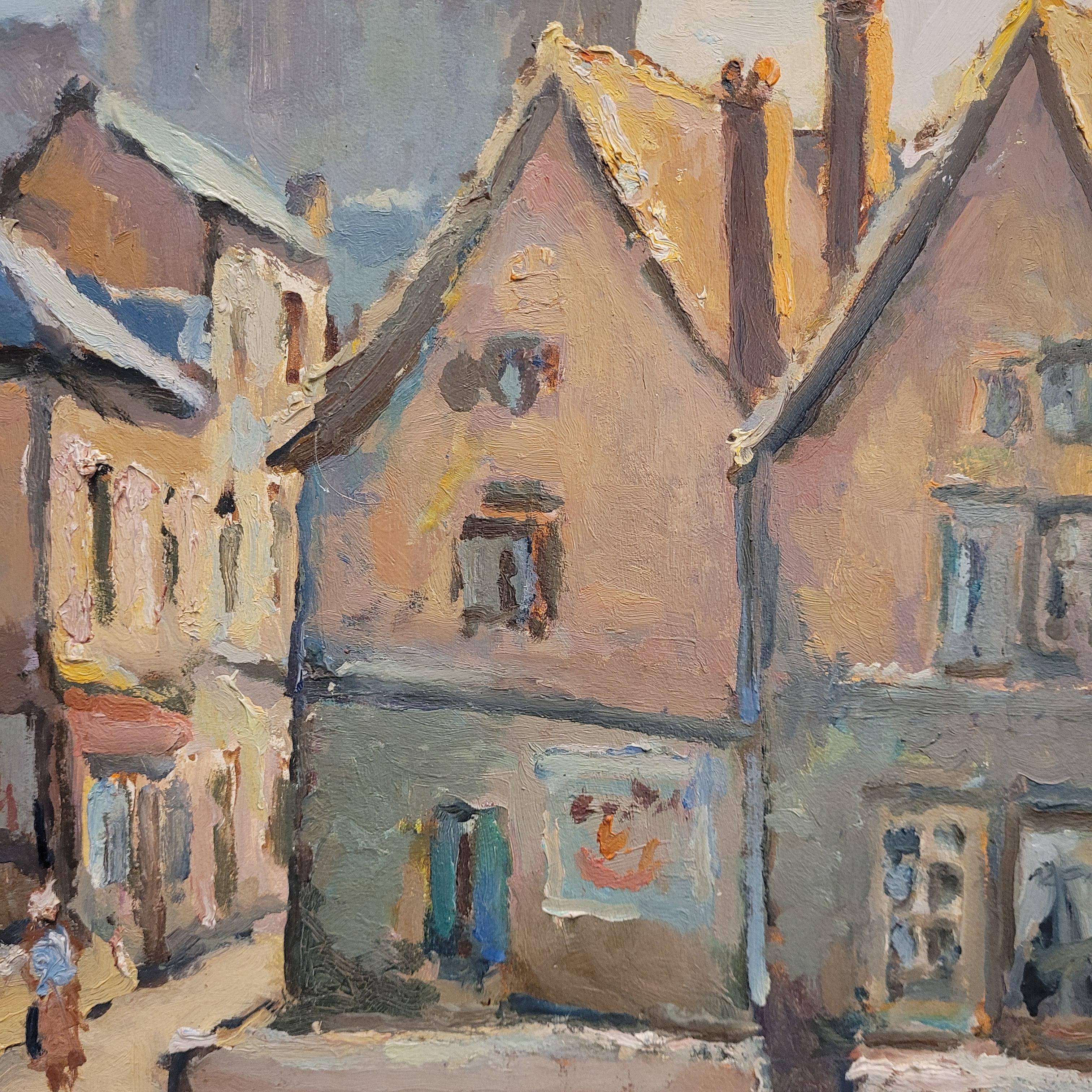 Impressionismus Öl auf Platte Bretonisches Dorf Marcel Bertoin Frankreich im Angebot 14